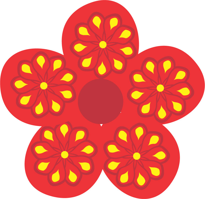 赤い花のイラスト-赤・黄