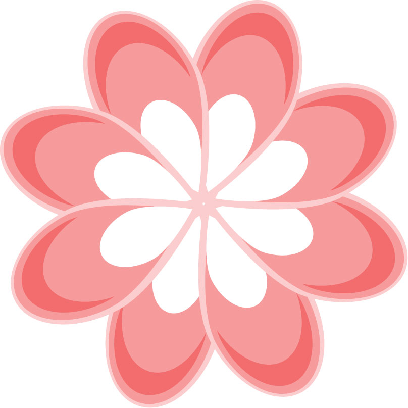 ピンクの花のイラスト フリー素材 No 018 赤 ピンク 白