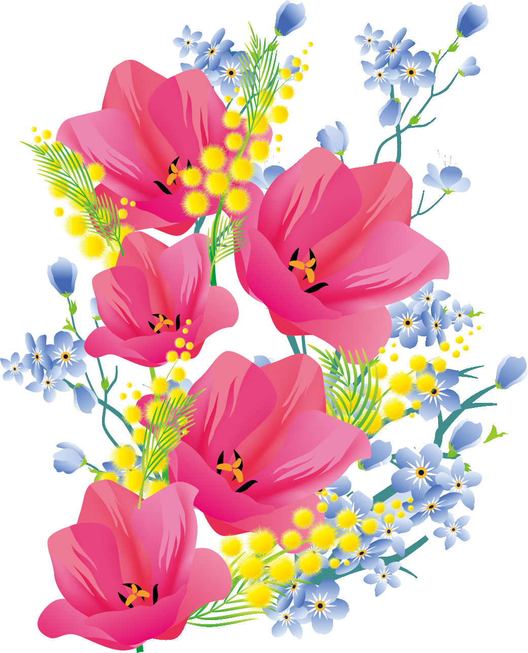 フルカラー カラフルな花のイラスト フリー素材 No 179 カラフル 明るい色