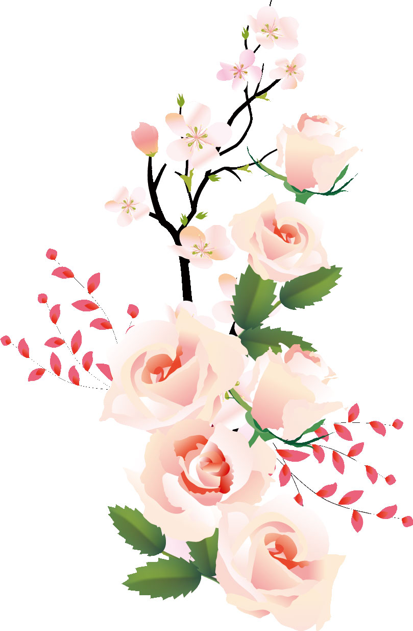薔薇のイラスト見本-ピンクのバラ・桜2