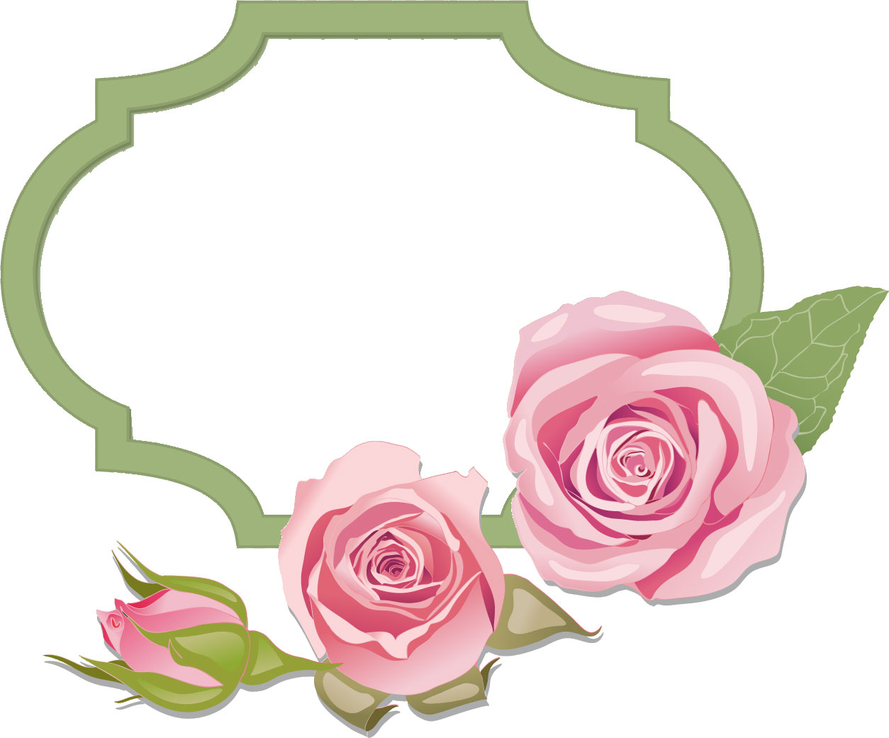 薔薇のイラスト見本-ピンクのバラ・つぼみ