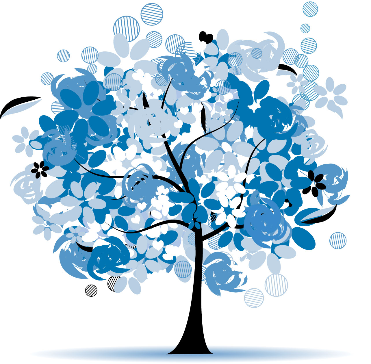 青い花のイラスト フリー素材 No 313 冬の樹木 青白水色