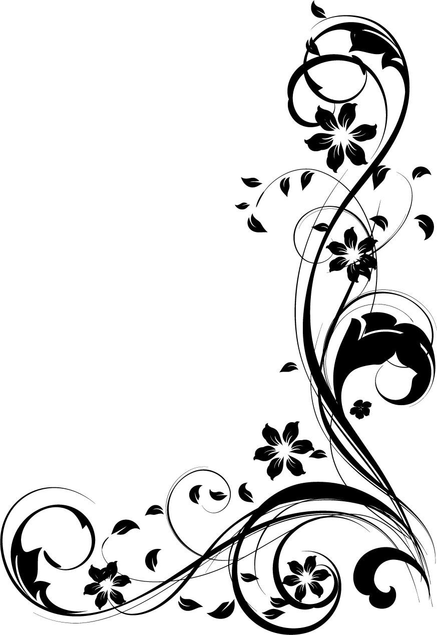花のイラスト フリー素材 白黒 モノクロno 390 白黒 茎葉 つる１９
