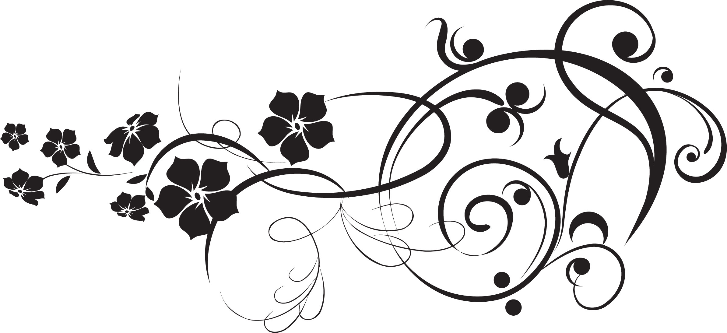 花のイラスト フリー素材 白黒 モノクロno 392 エレガント５４ 白黒