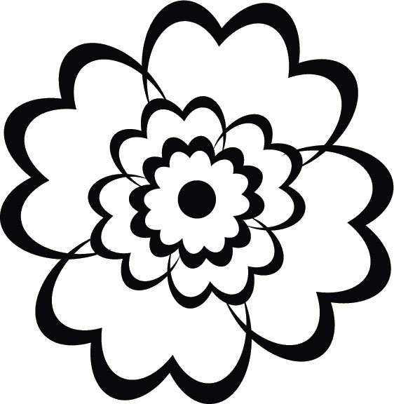 白黒の花のイラスト-白黒・一輪