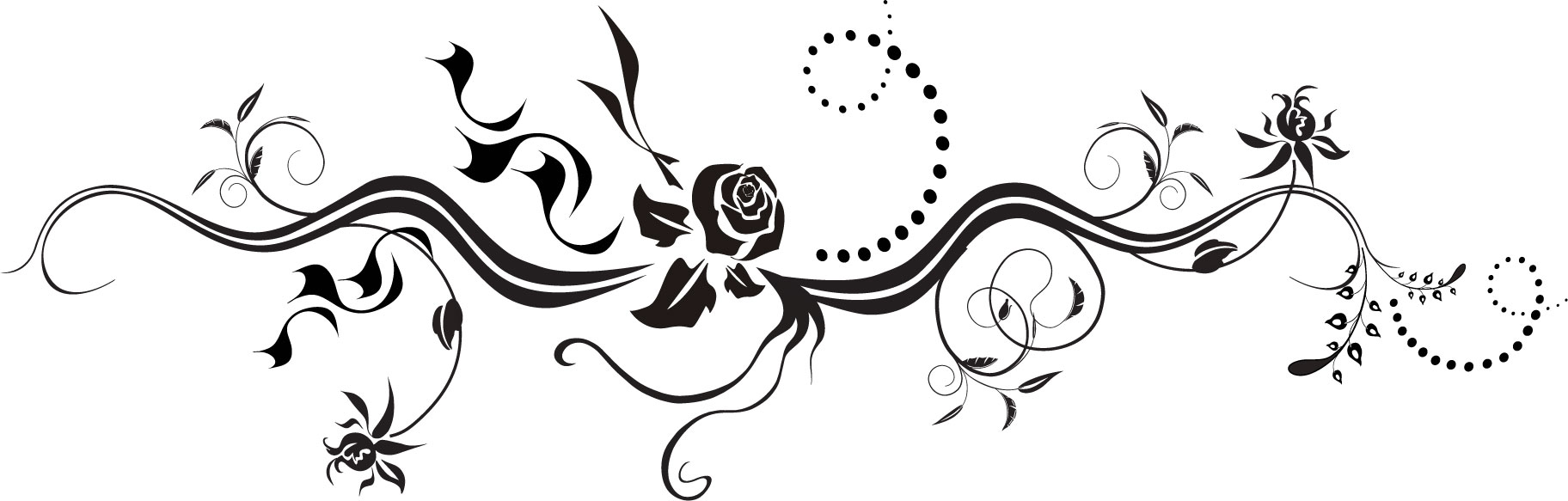 花のイラスト フリー素材 白黒 モノクロno 324 白黒 バラ 茎葉