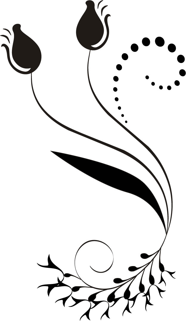 チューリップの画像 イラスト フリー素材 No 041 白黒 茎葉 つぼみ