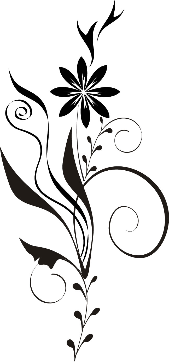 花のイラスト フリー素材 白黒 モノクロno 295 白黒 葉っぱ 渦巻き