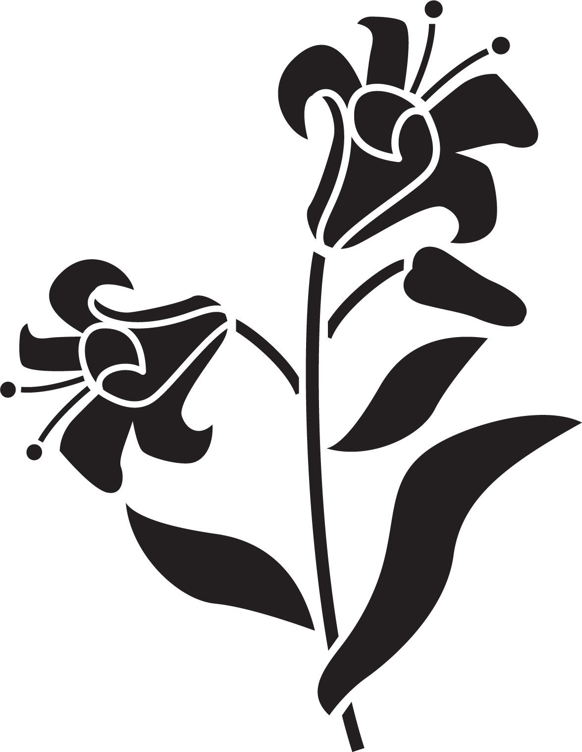 百合 ゆり の花の画像 イラスト フリー素材 No 103 白黒 葉 ユリ