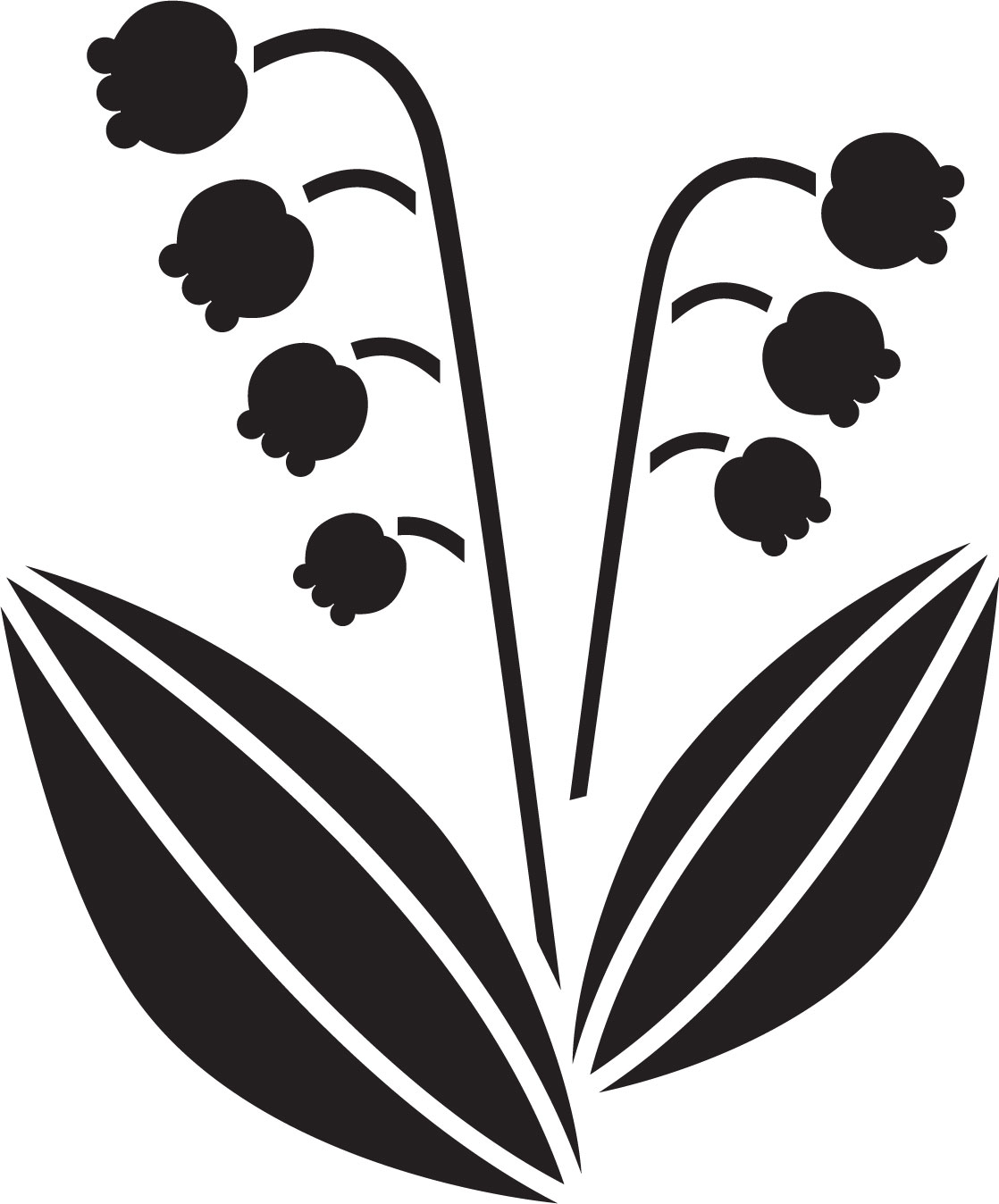 花のイラスト フリー素材 白黒 モノクロno 227 白黒 鈴蘭 葉