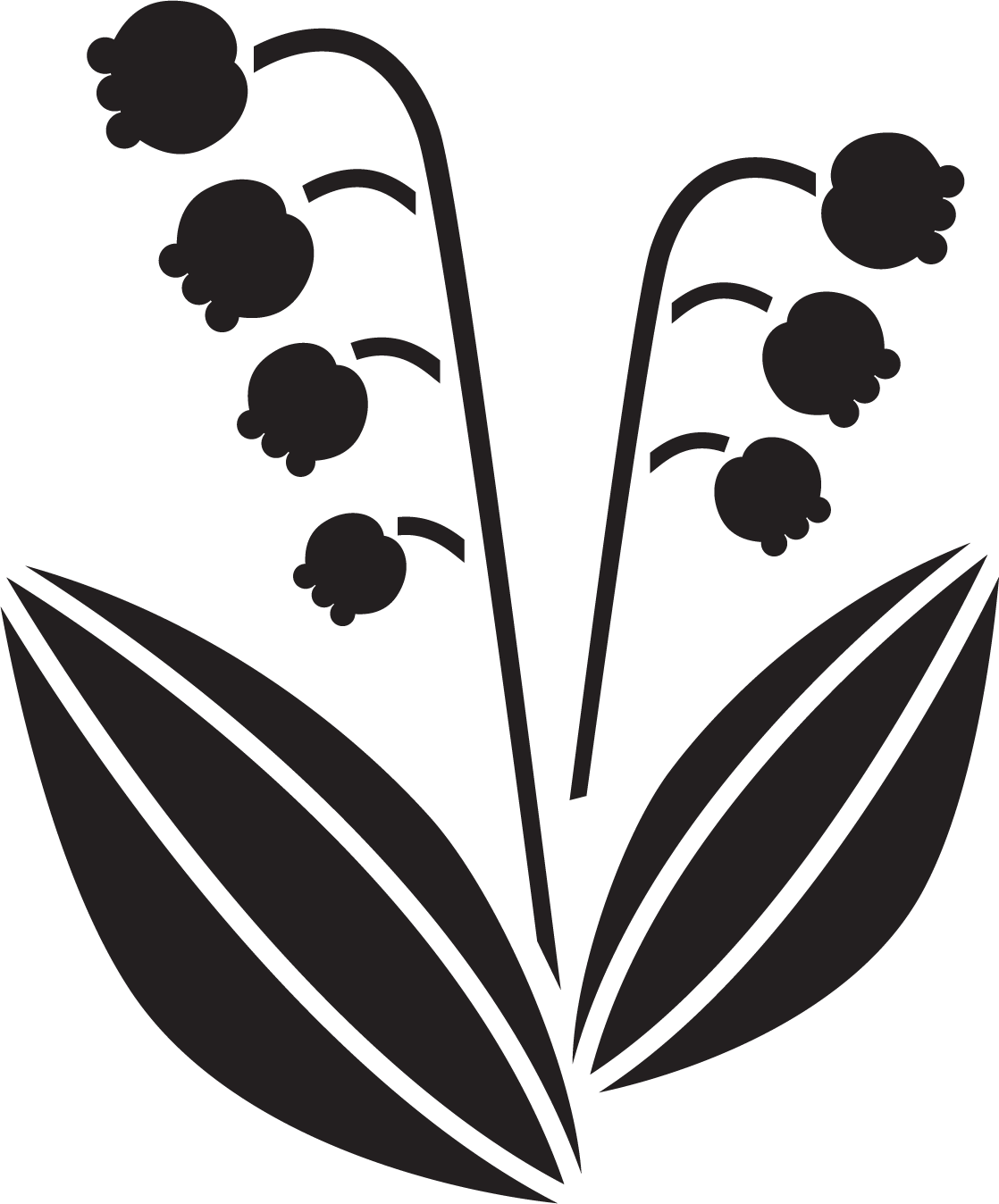 花のイラスト フリー素材 白黒 モノクロno 227 白黒 鈴蘭 葉