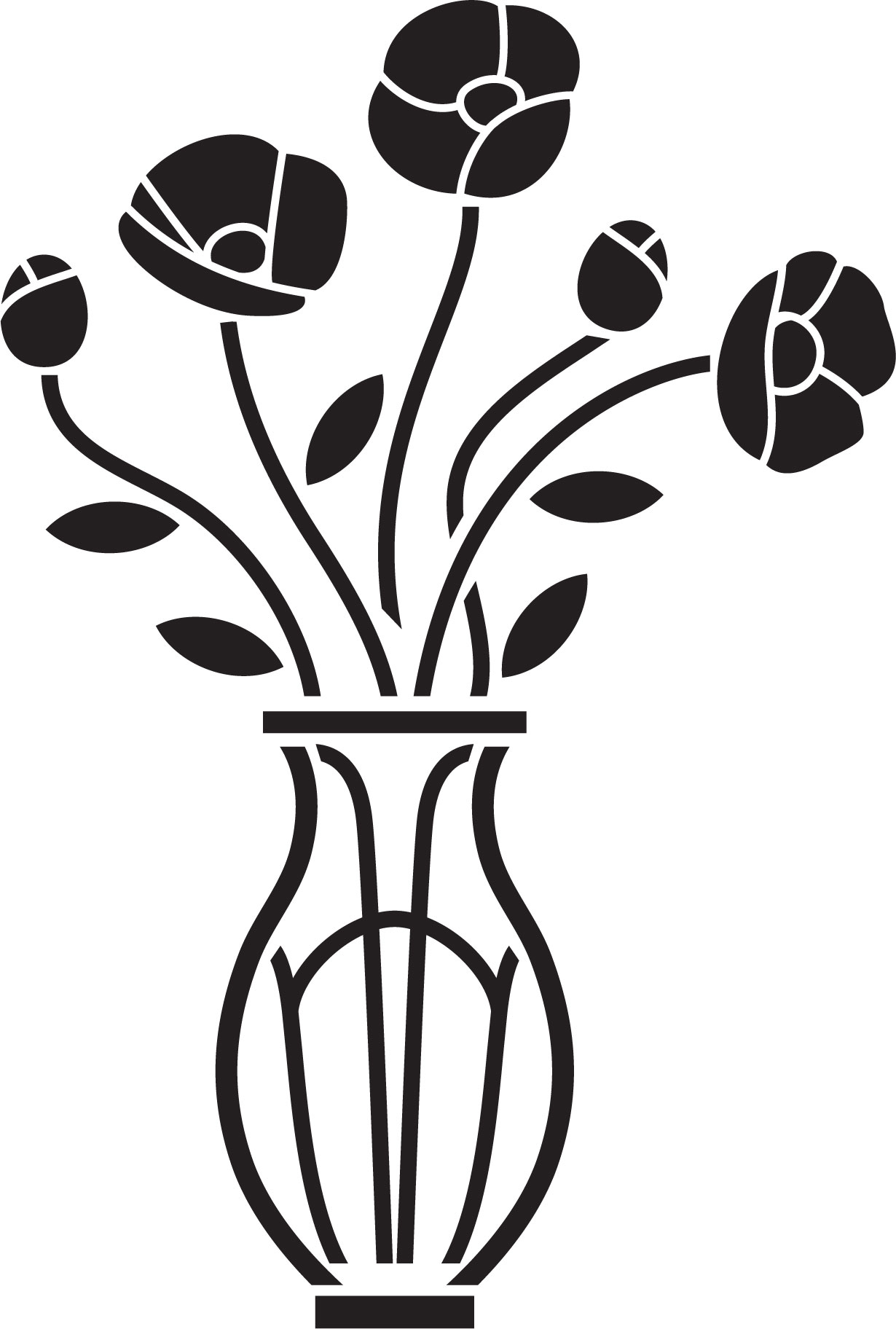 花のイラスト フリー素材 白黒 モノクロno 235 白黒 花瓶