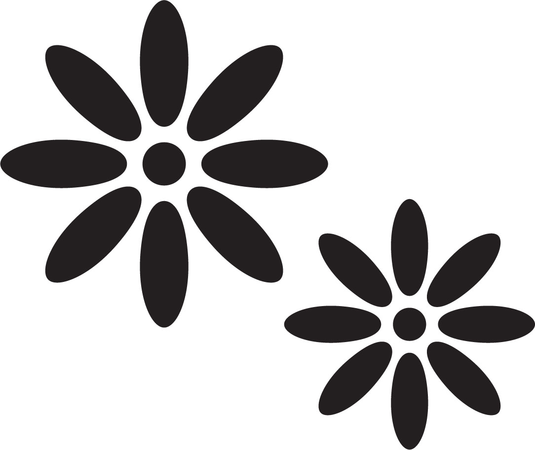 白黒 モノクロの花のイラスト フリー素材 花一輪no 645 白黒 ８枚葉二輪