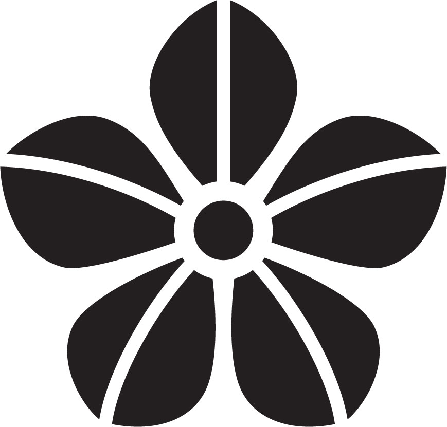 白黒 モノクロの花のイラスト フリー素材 花一輪no 647 白黒 ５枚葉