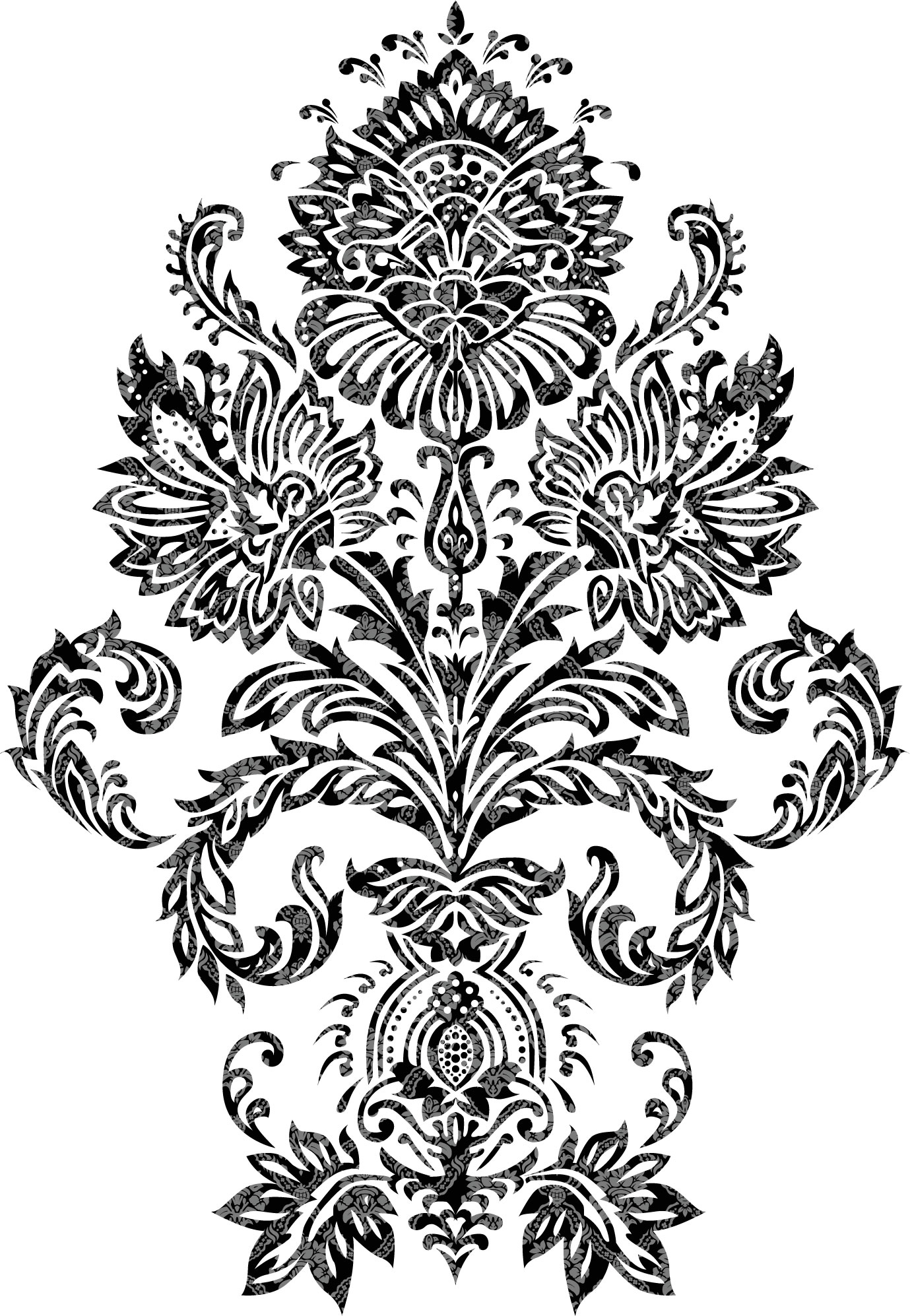 花のイラスト フリー素材 白黒 モノクロno 5 白黒 エレガント模様7