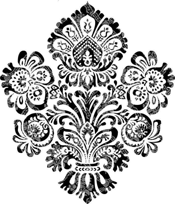 花のイラスト フリー素材 白黒 モノクロno 585 白黒 エレガント模様9