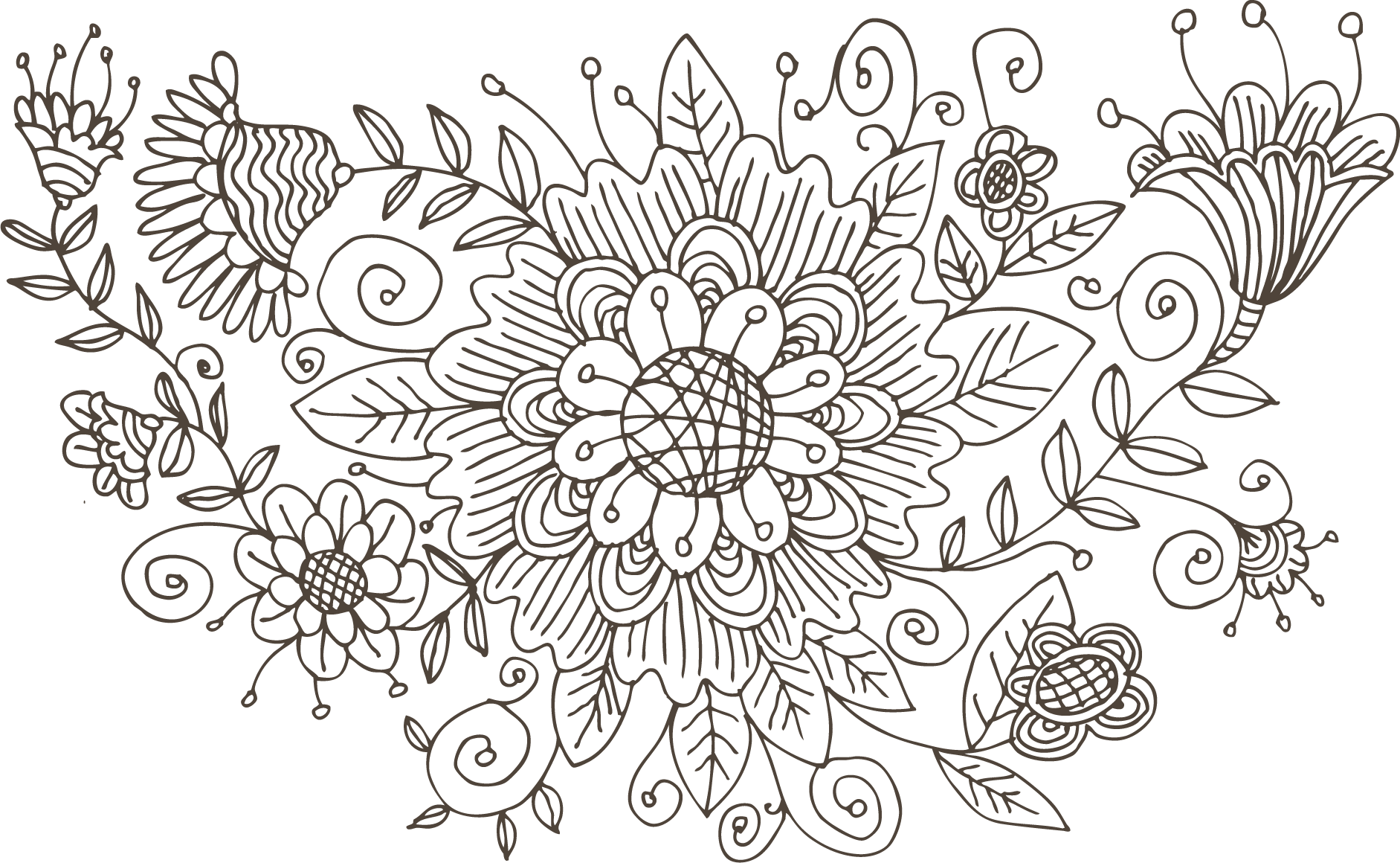 花のイラスト フリー素材 白黒 モノクロno 103 白黒 手書き風