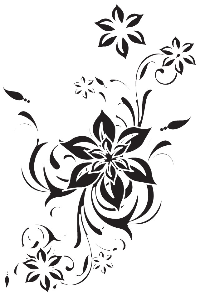 花のイラスト フリー素材 白黒 モノクロno 481 白黒 葉