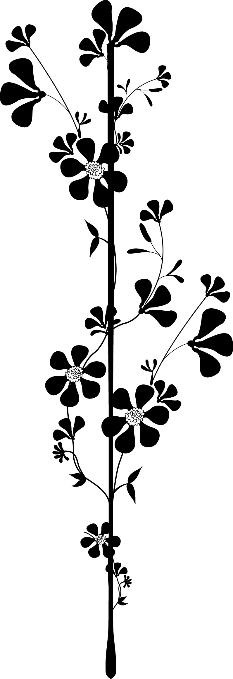 花のイラスト フリー素材 フレーム枠no 290 白黒 葉 縦線