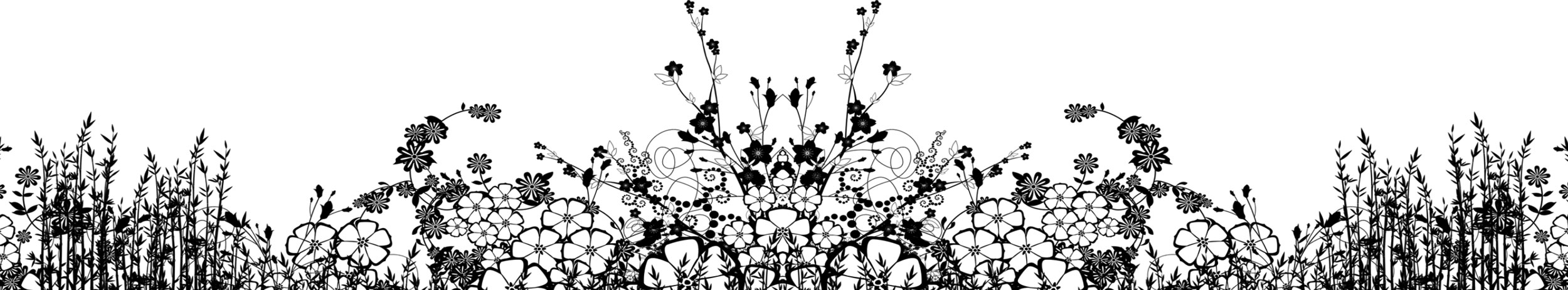 花のイラスト フリー素材 白黒 モノクロno 625 白黒 草花畑
