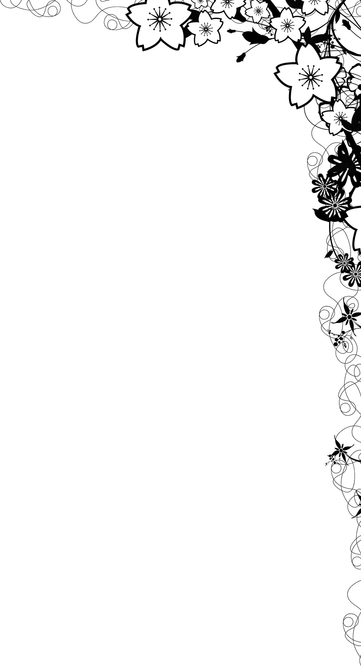 白黒 モノクロの花のイラスト フリー素材 ライン線 コーナー用no 5 白黒 葉 コーナー