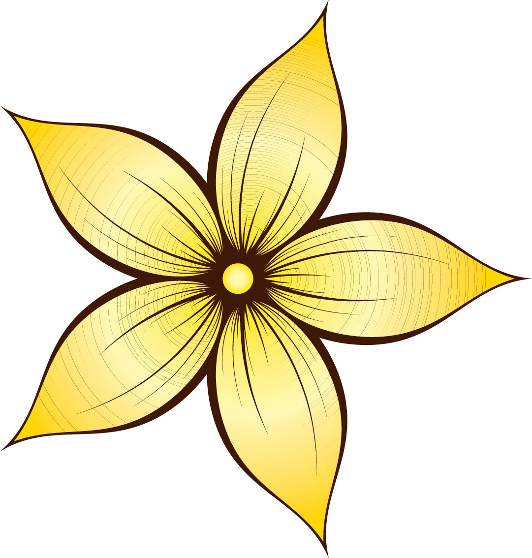 黄色い花のイラスト フリー素材 No 026 ５枚葉 黄
