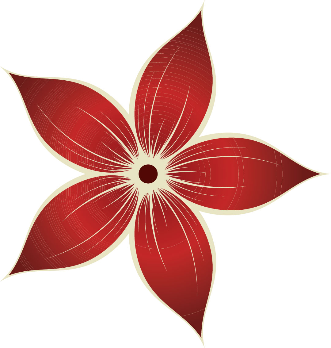赤い花のイラスト フリー素材 No 173 ５枚葉 赤