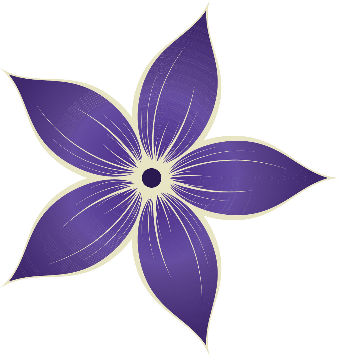 紫色の花のイラスト フリー素材 No 046 ５枚葉 群青