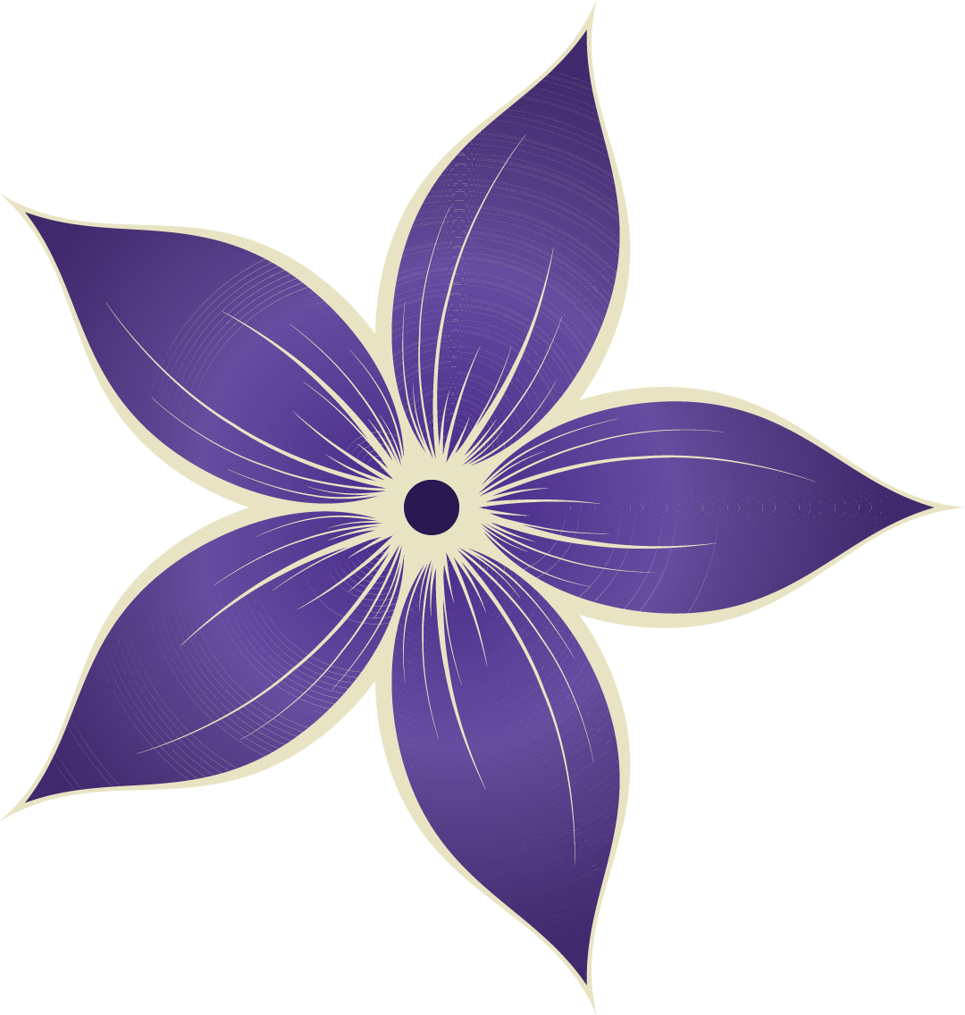 紫色の花のイラスト フリー素材 No 046 ５枚葉 群青