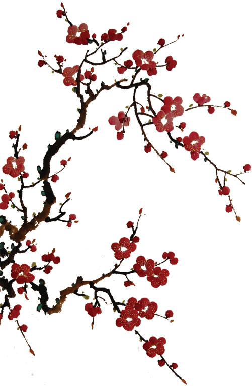 赤い花のイラスト フリー素材 No 680 赤 枝 和風
