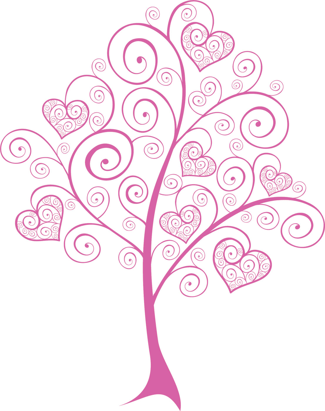 ピンクの花のイラスト フリー素材 No 3 ピンクハートツリー