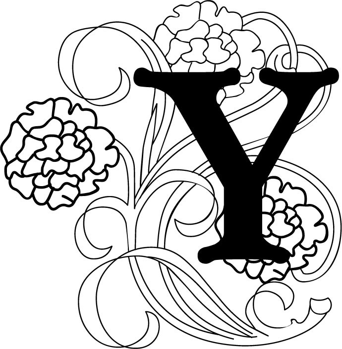 白黒 モノクロの花のイラスト 大文字英語 無料のフリー素材集 百花繚乱