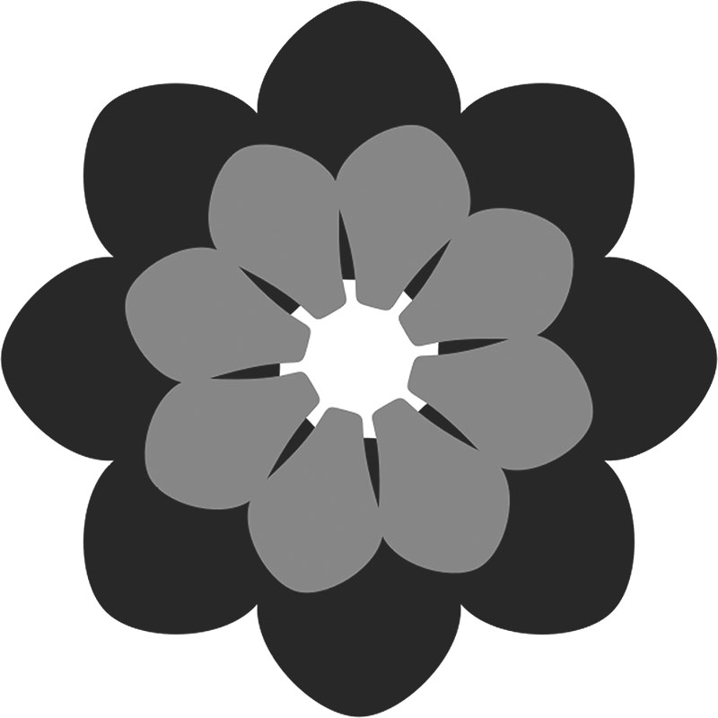 白黒の花のイラスト-白黒・二重