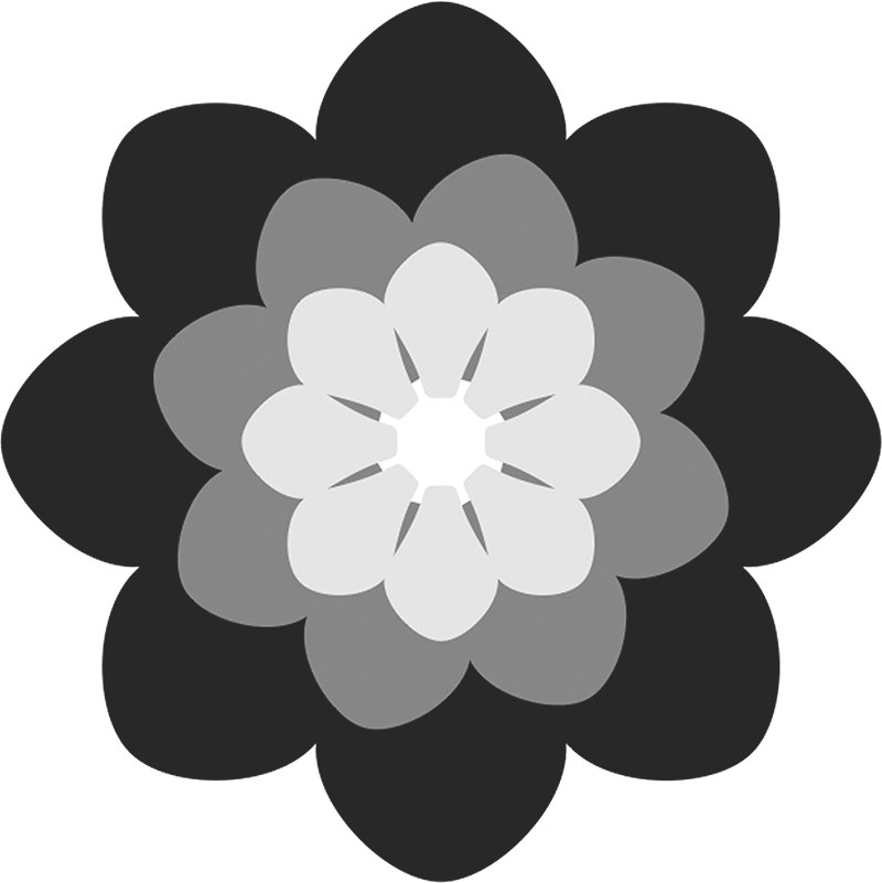 白黒の花のイラスト-白黒・三重