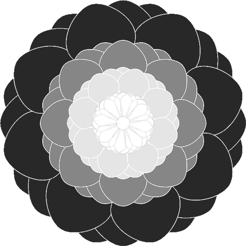 白黒の花のイラスト-白黒・多重