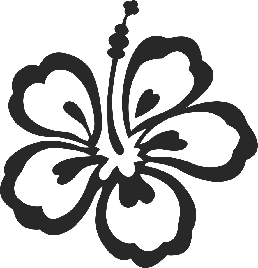 白黒 モノクロの花のイラスト フリー素材 花一輪no 672 白黒 ハイビスカス