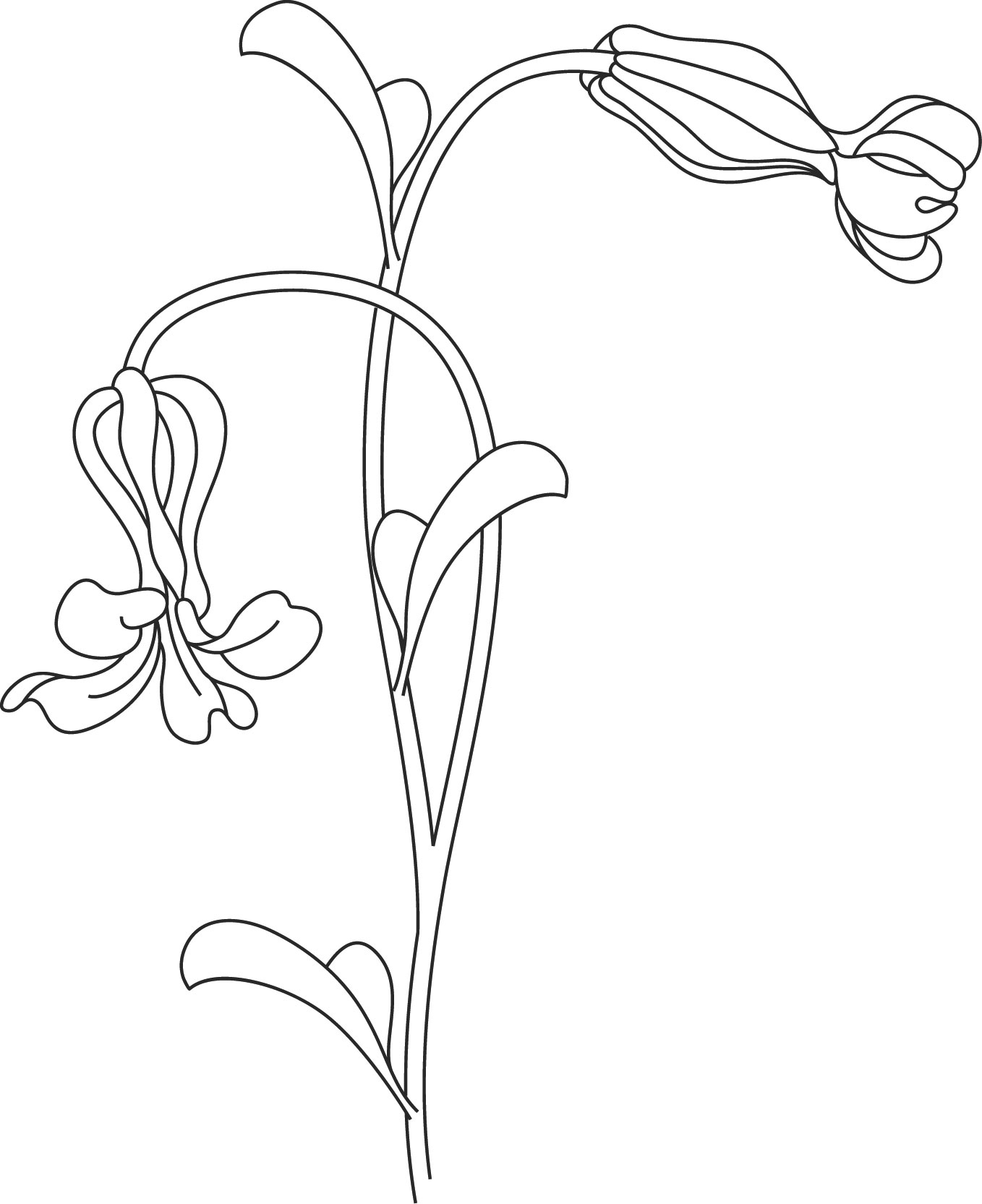 ポップでかわいい花のイラスト フリー素材 No 1350 白黒 透過色