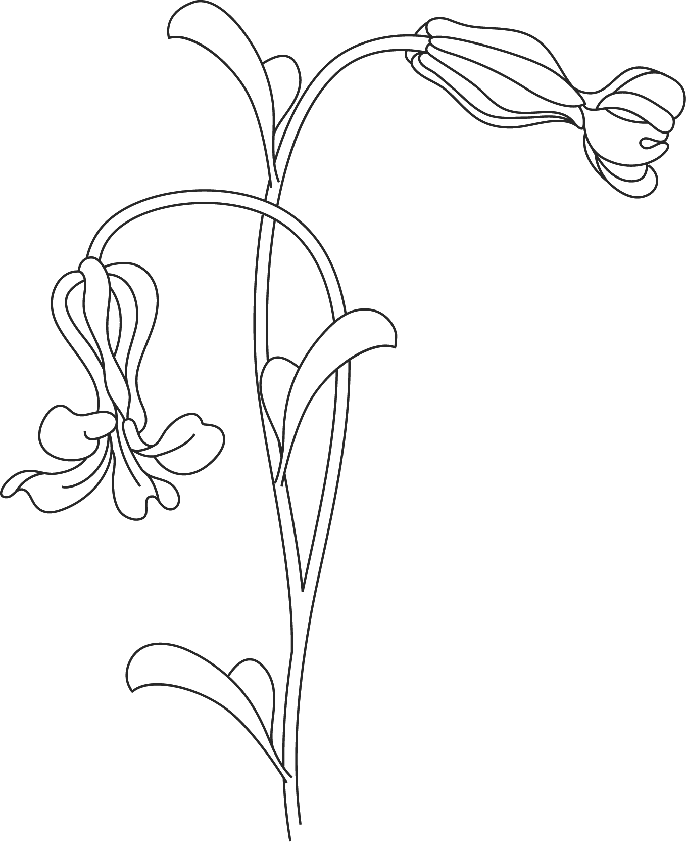 ポップでかわいい花のイラスト フリー素材 No 1350 白黒 透過色