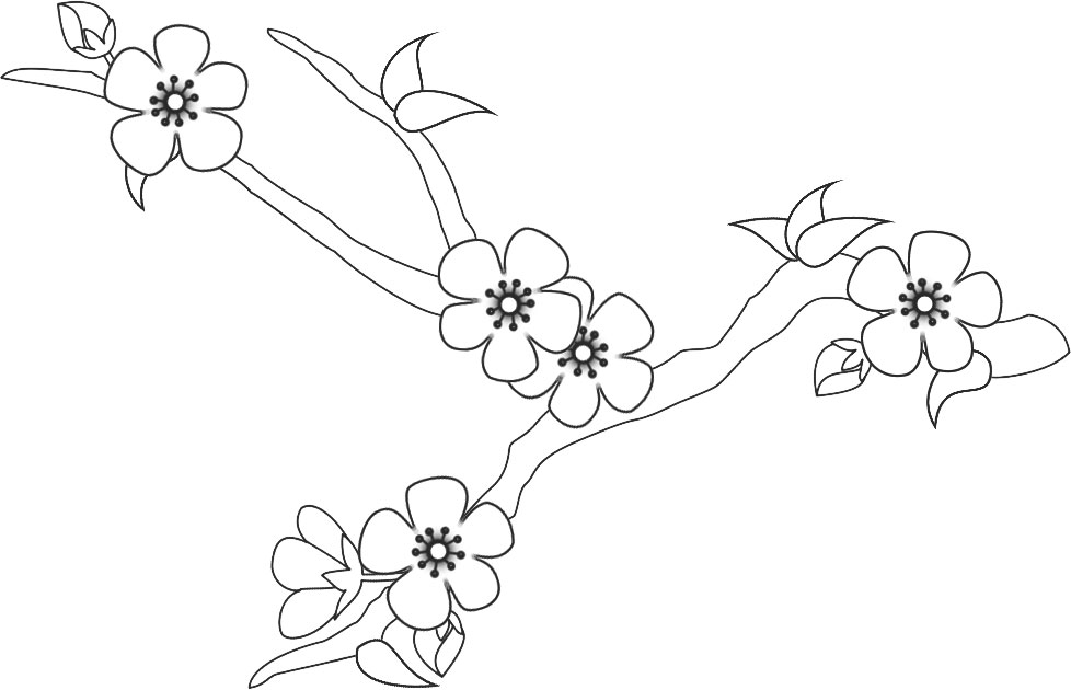 ポップでかわいい花のイラスト フリー素材 No 1353 白黒 透過色