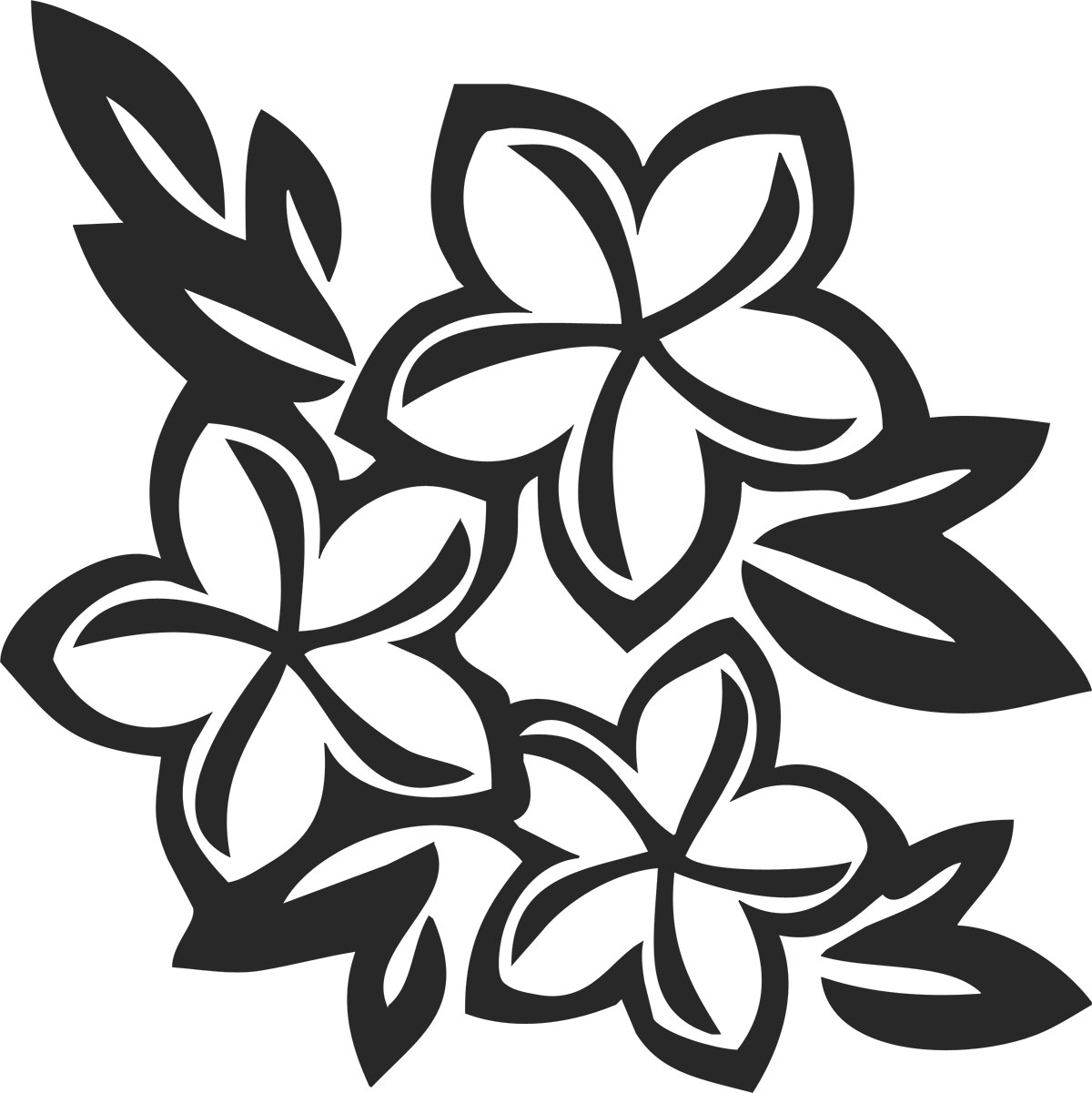 花のイラスト フリー素材 白黒 モノクロno 122 白黒 3輪