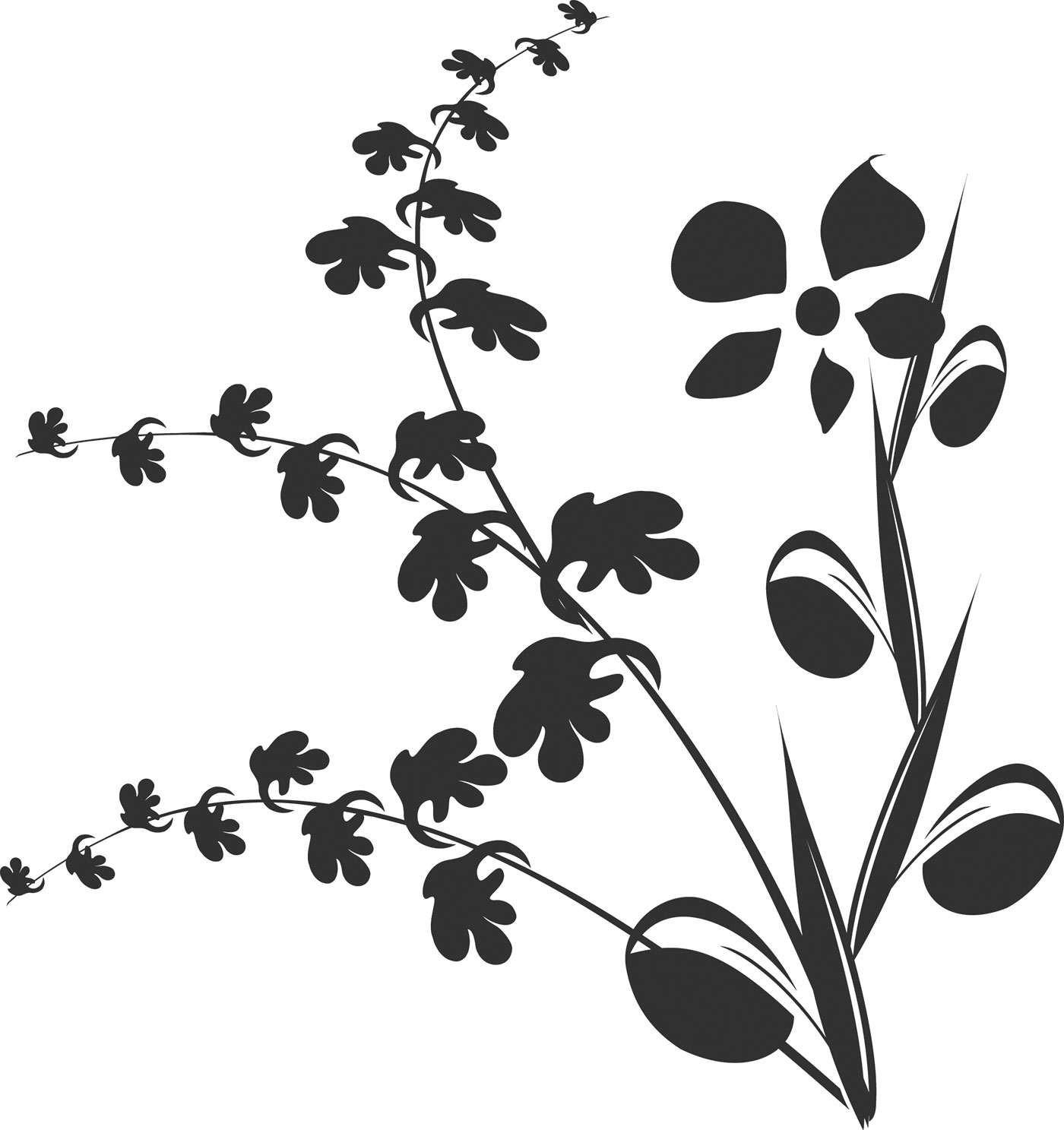 花のイラスト フリー素材 白黒 モノクロno 623 白黒 葉 たくさん