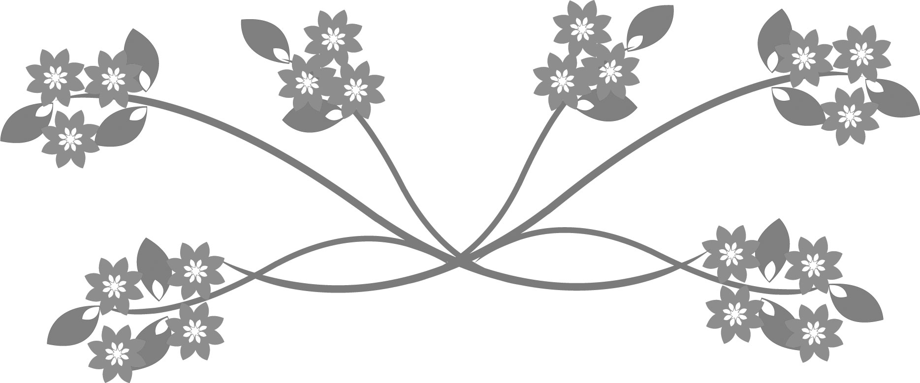 花のイラスト フリー素材 白黒 モノクロno 513 白黒 茎葉 3本