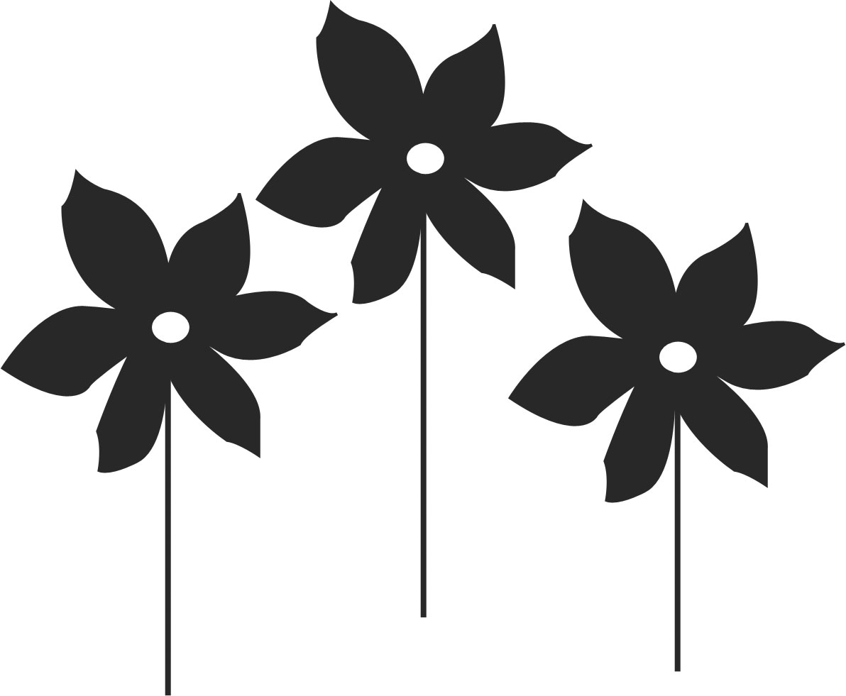 花のイラスト フリー素材 白黒 モノクロno 253 白黒 三本