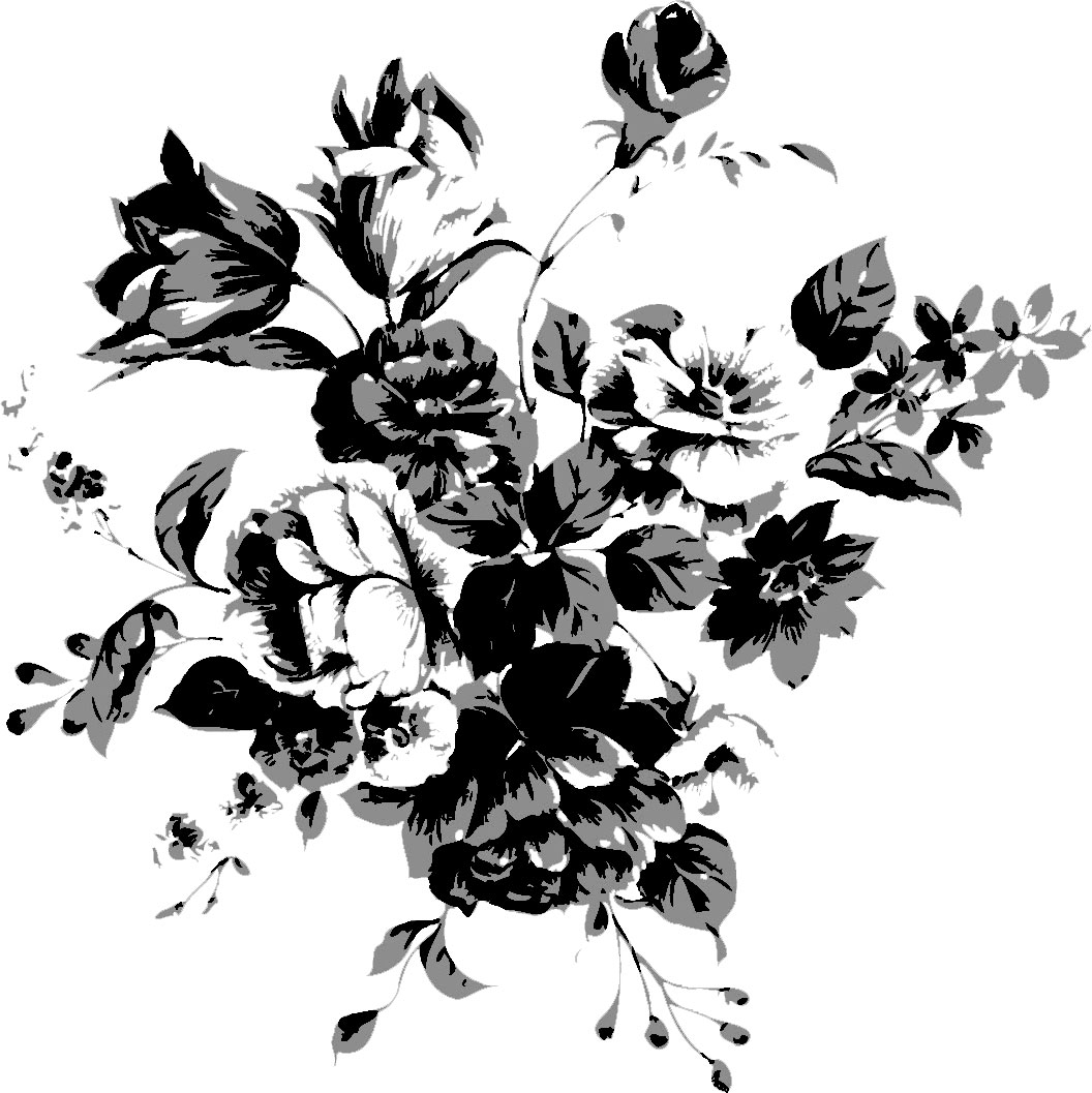 花のイラスト フリー素材 白黒の花束no 010 白黒 葉 リアル