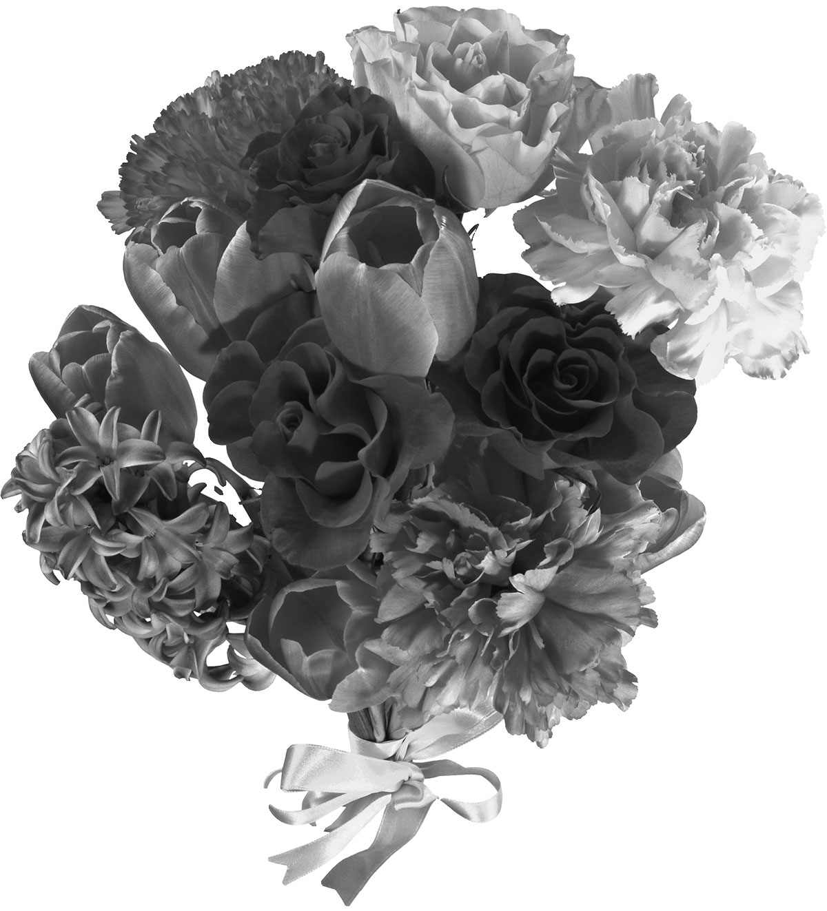 花のイラスト フリー素材 白黒の花束no 018 白黒 花束 リボン