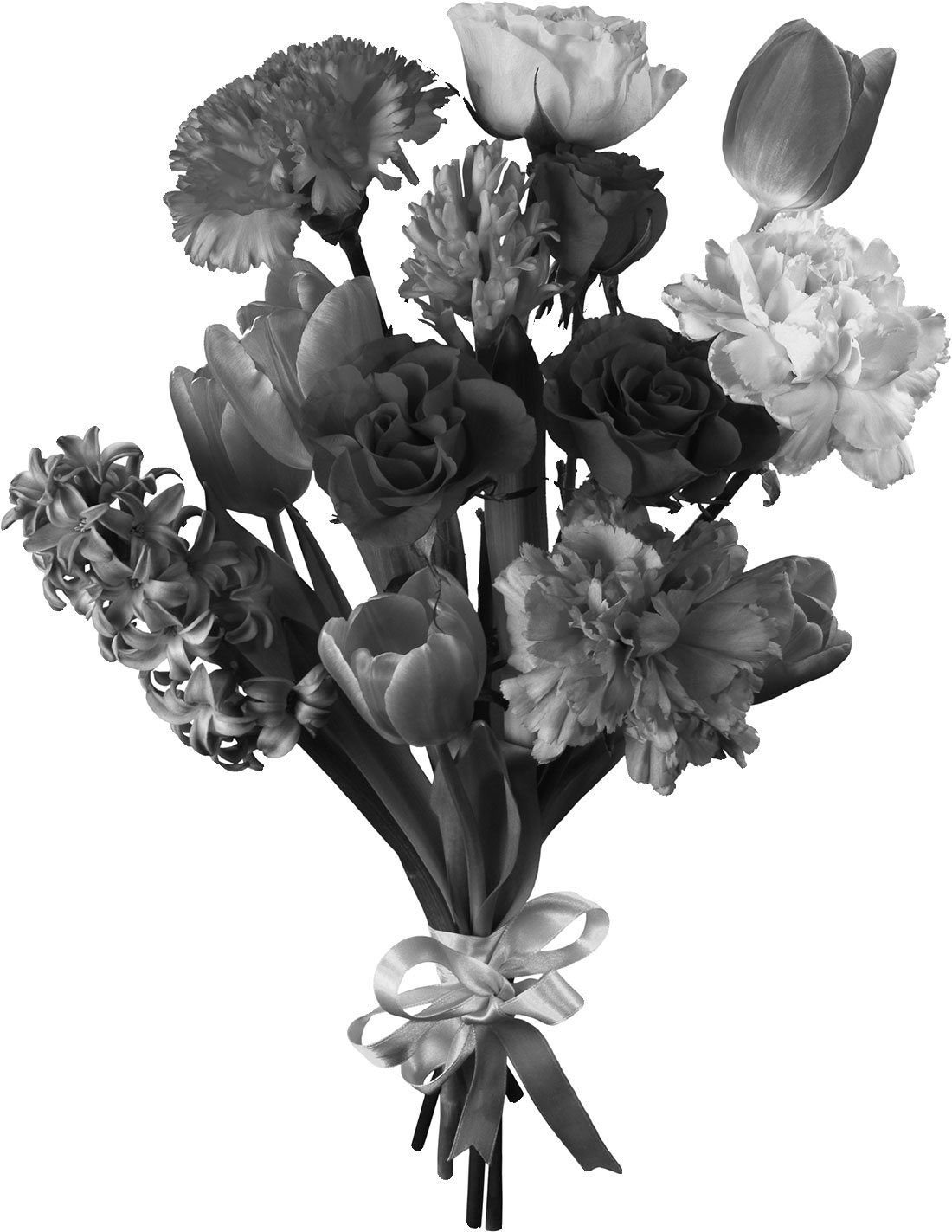 花のイラスト フリー素材 白黒 モノクロno 198 白黒 花束 リボン