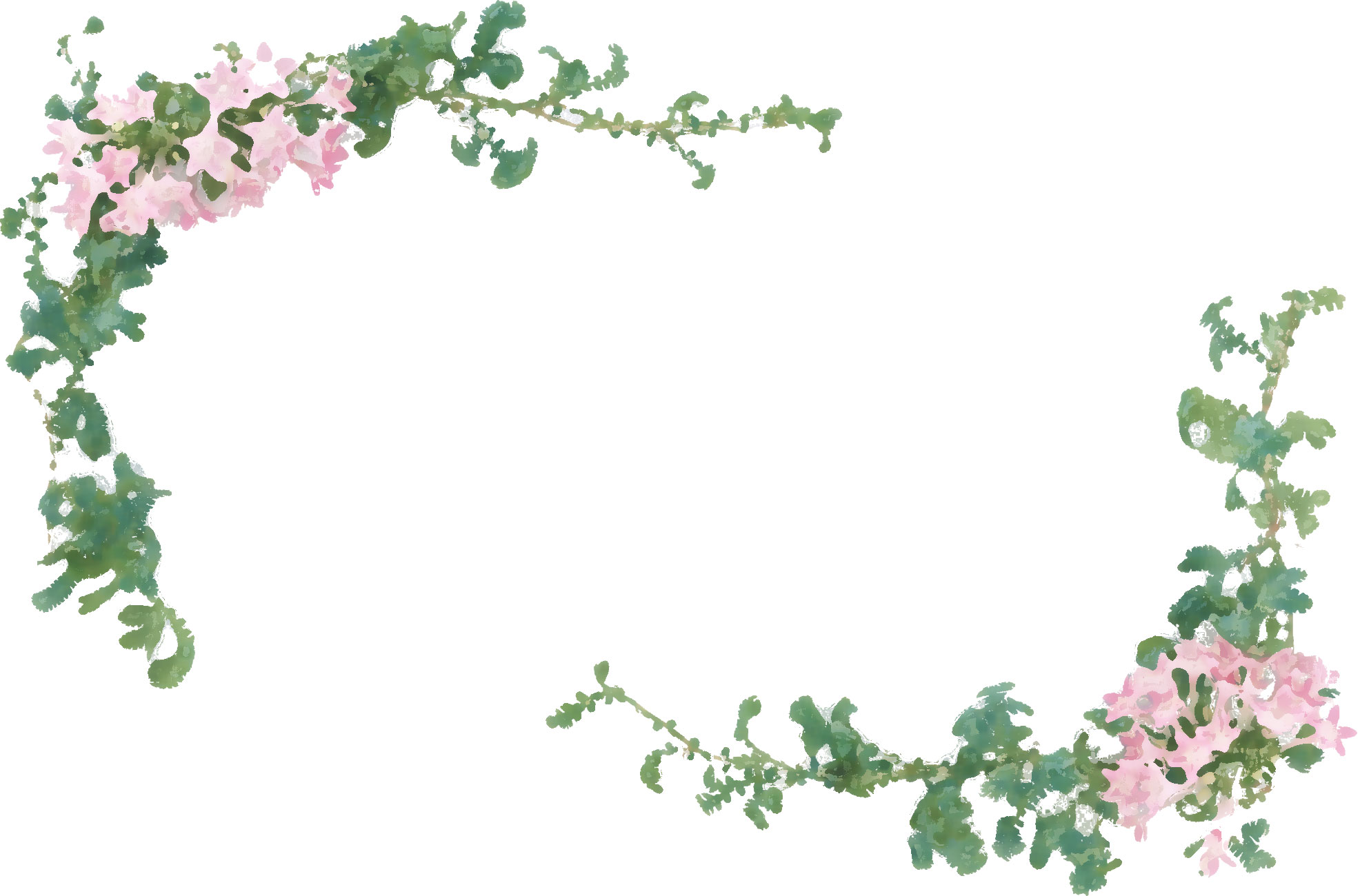 花のイラスト フリー素材 フレーム枠no 5 ピンク 緑 葉