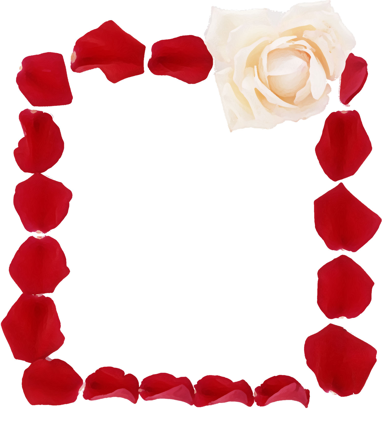 花のイラスト フリー素材 フレーム枠no 590 バラの花びら 赤白