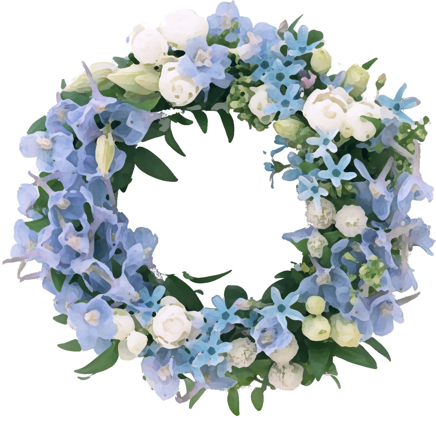 花のイラスト フリー素材 フレーム枠no 190 青 水色 白 緑葉