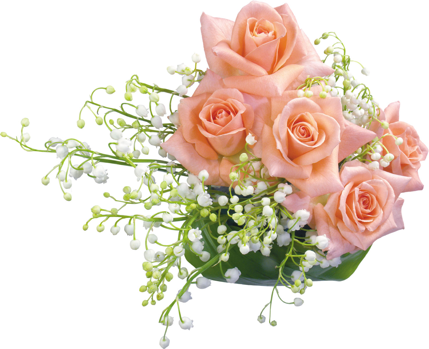 花や葉の写真 画像 フリー素材 花束no 924 ピンクのバラ 鈴蘭